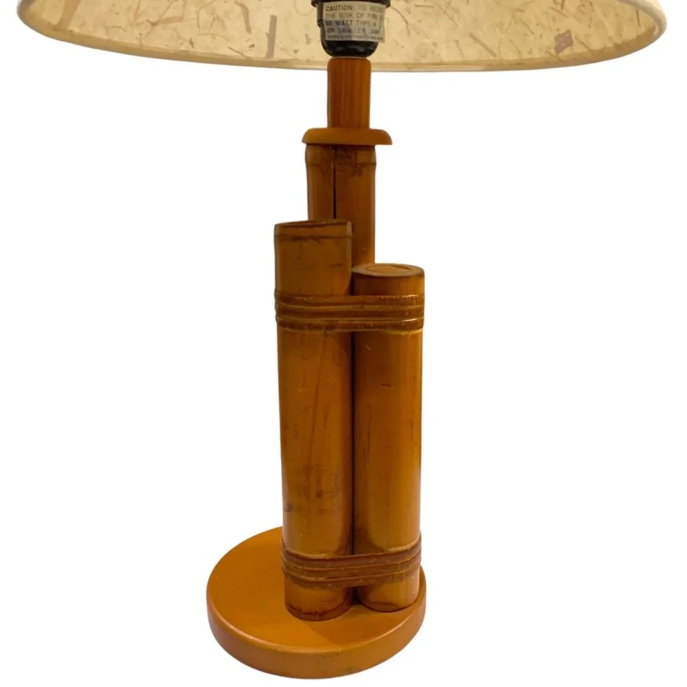 VTG Mid Century Bamboo Table Lamp Tarogo Japan Hollywood Regency Boho Coastal 16